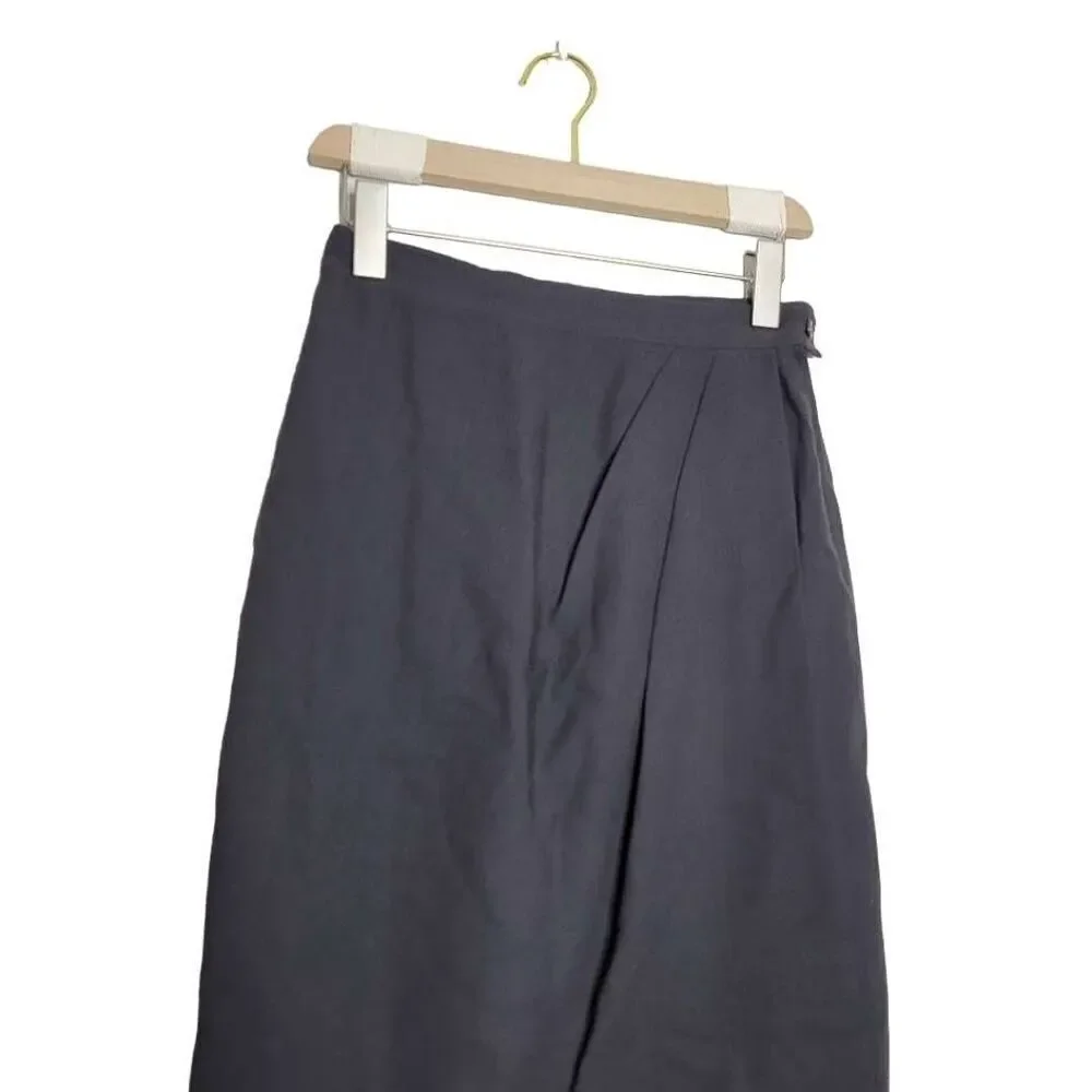 Maxmara Skirt Size 6 Pleated Pencil Dark Gray Wool Blend